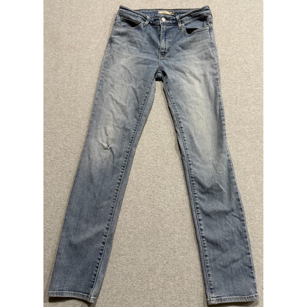 Levi's 712 Slim Mid Rise Light Wash Denim Jeans Stretch Women's 29x32 Distressed